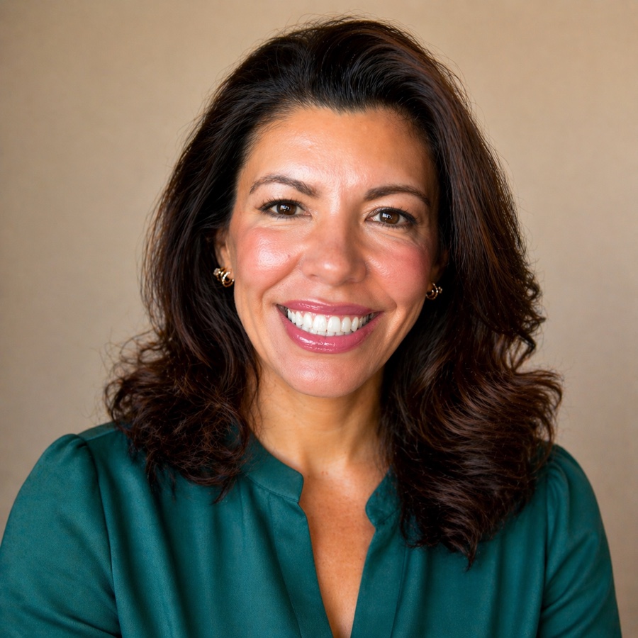 Karen Rodriguez smiling in a teal blouse